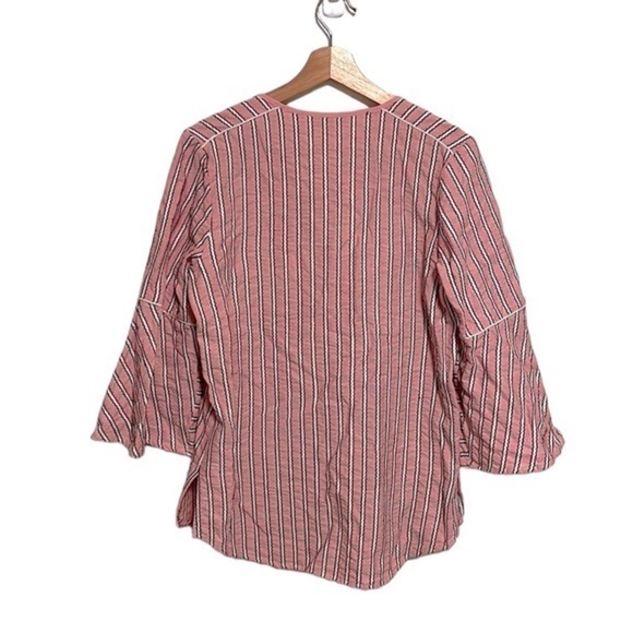 Isaac‎ Mizrahi Live! QVC Striped Split Neck Tunic Women’s Size 6 Pink White - Picture 2 of 7